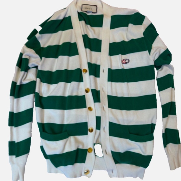 Gucci GG Stripped Knitted Cotton Cardigan